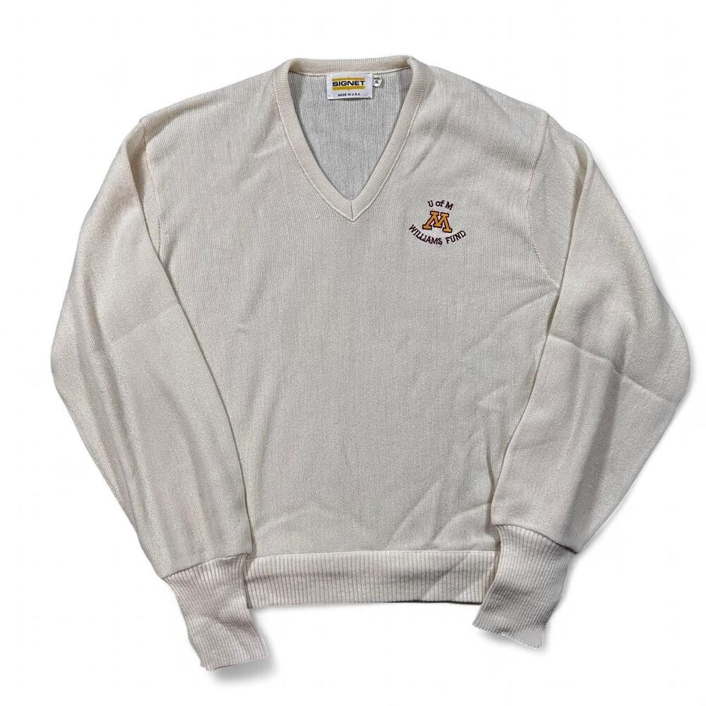 Vintage Signet U of M Williams Fund Sweater Men’s XL Cream Knit USA Made